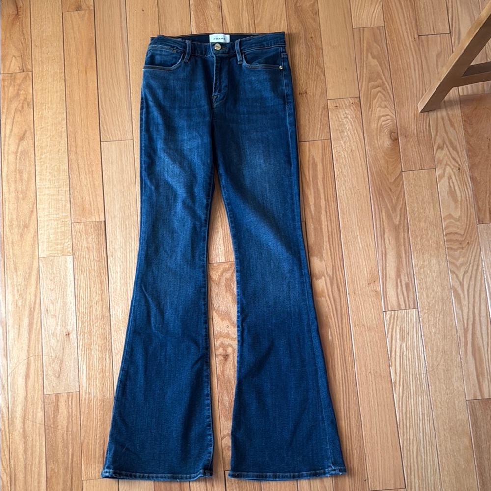 Frame Denim Dark Indigo Flare Jeans
